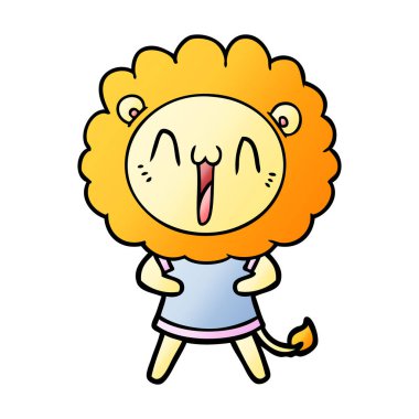 mutlu karikatür aslan vektör çizim