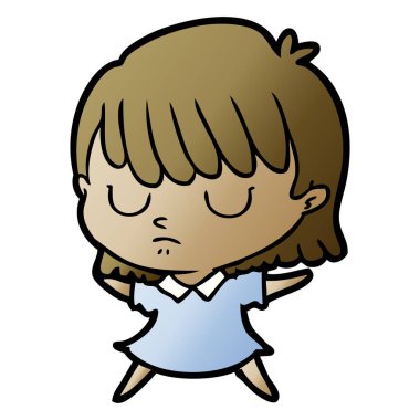 Çizgi filmdeki kadının vektör çizimi