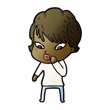 Çizgi filmdeki kadının vektör çizimi