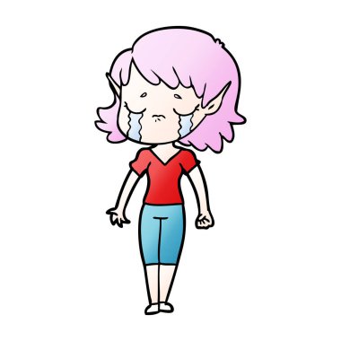 ağlayan karikatür elf kızı