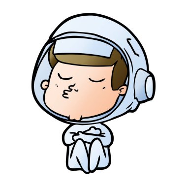 vektör çizim karikatür emin astronot