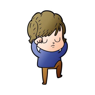 Çizgi filmdeki kadının vektör çizimi