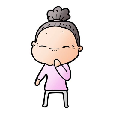 çizgi film huzurlu yaşlı kadın