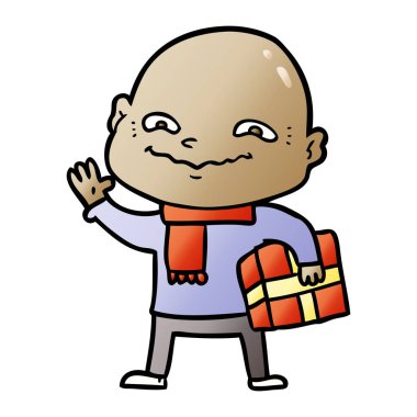 xmas hediye ile gergin adam çizgi film