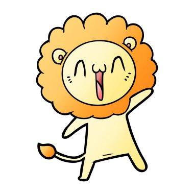 mutlu karikatür aslan vektör çizim