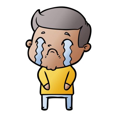 vektör çizim karikatür adam ağlıyor