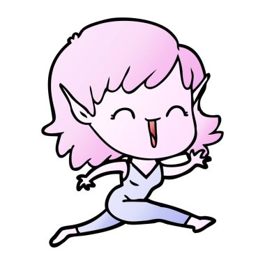 vektör çizim karikatür elf kızı