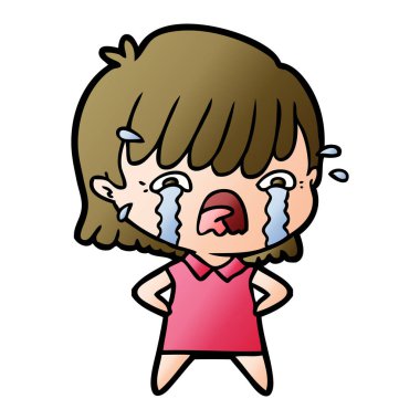 vektör çizim karikatür kız ağlıyor