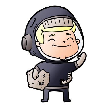 mutlu karikatür astronot vektör çizim