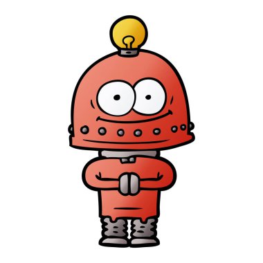 ampul ile mutlu karton robot