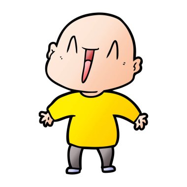 mutlu karikatür kel adam