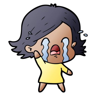 vektör çizim karikatür kadının ağladığını