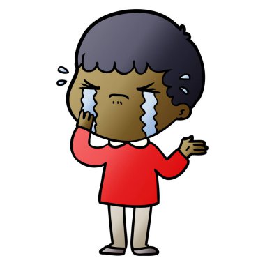 vektör çizim karikatür adam ağlıyor