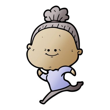 karikatür mutlu yaşlı kadın