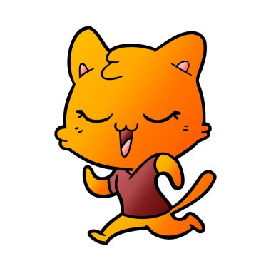 vektör çizim karikatür mutlu kedi