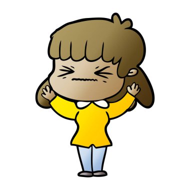 Çizgi filmdeki kadının vektör çizimi