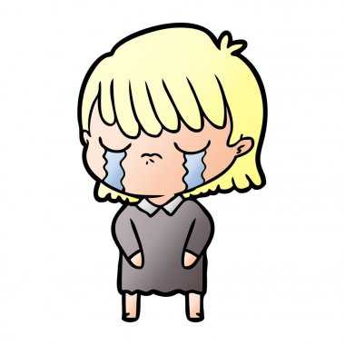 vektör çizim karikatür kadının ağladığını