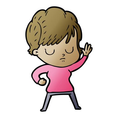 Çizgi filmdeki kadının vektör çizimi