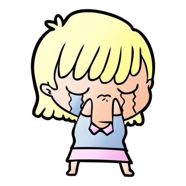 vektör çizim karikatür kadının ağladığını