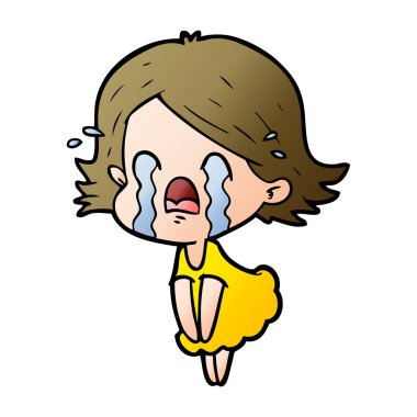 vektör çizim karikatür kadının ağladığını