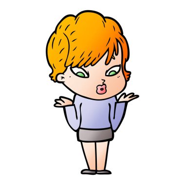 Çizgi filmdeki kadının vektör çizimi