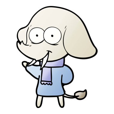 mutlu çizgi film fil vektör çizim