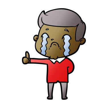 vektör çizim karikatür adam ağlıyor