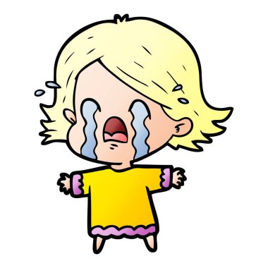 vektör çizim karikatür kadının ağladığını