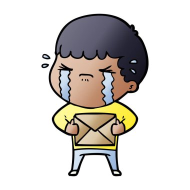 vektör çizim karikatür adam ağlıyor