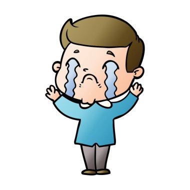 vektör çizim karikatür adam ağlıyor