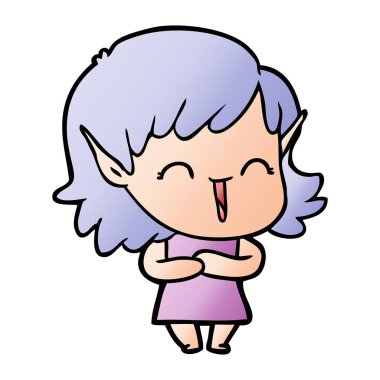 vektör çizim karikatür elf kızı