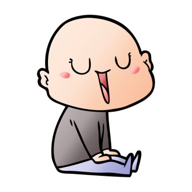 mutlu karikatür kel adam