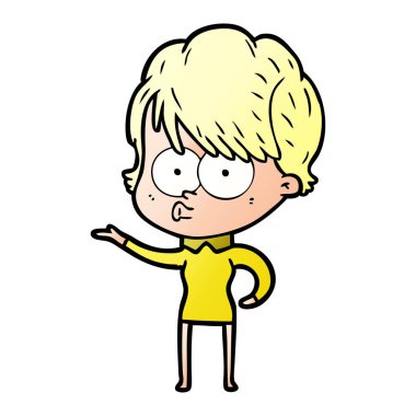 Çizgi filmdeki kadının vektör çizimi