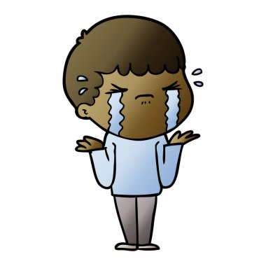 vektör çizim karikatür adam ağlıyor