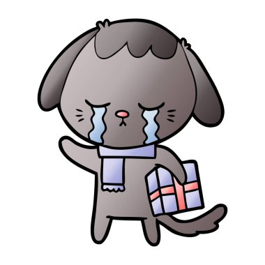 vektör çizim karikatür ağlayan köpek