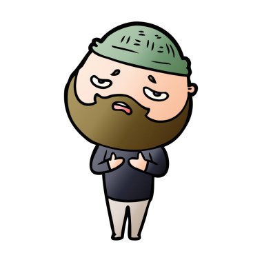 Sakallı endişeli adam çizgi film