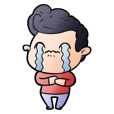 vektör çizim karikatür adam ağlıyor