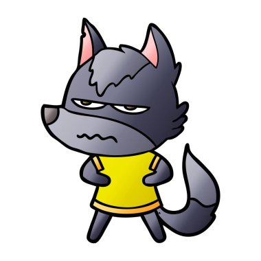 vektör çizim karikatür rahatsız kurt