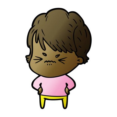 Çizgi filmdeki kadının vektör çizimi