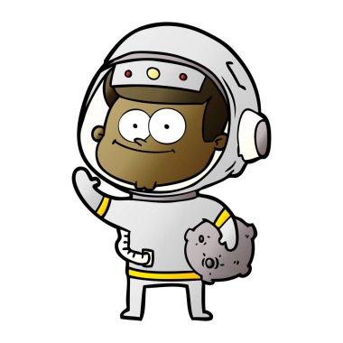 mutlu astronot karikatür vektör çizim