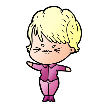 Çizgi filmdeki kadının vektör çizimi