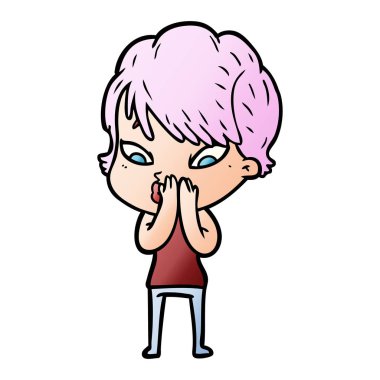 Çizgi filmdeki kadının vektör çizimi