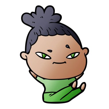 Çizgi filmdeki kadının vektör çizimi