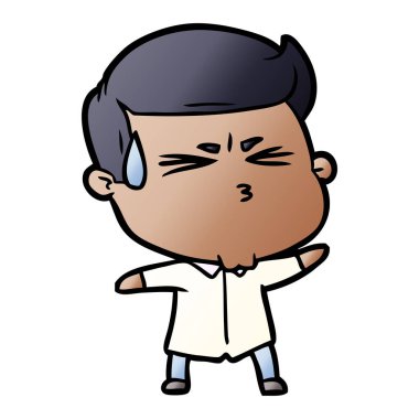 vektör çizim karikatür adam terleme