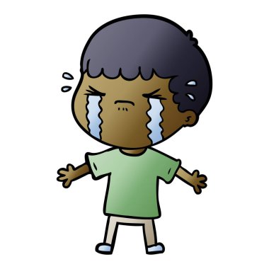 vektör çizim karikatür adam ağlıyor