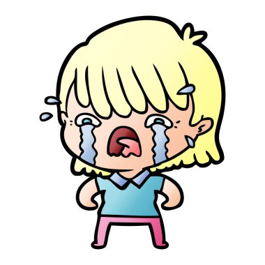 vektör çizim karikatür kız ağlıyor