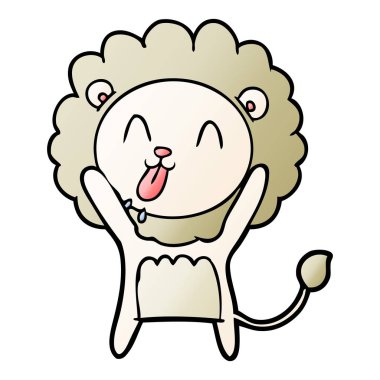 mutlu karikatür aslan vektör çizim