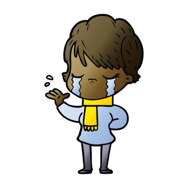 vektör çizim karikatür kadının ağladığını