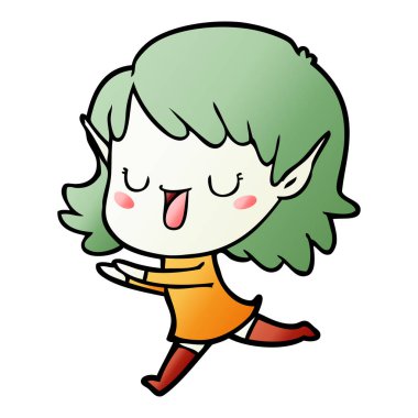 vektör çizim karikatür elf kızı