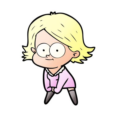 mutlu çizgi film kız vektör çizim